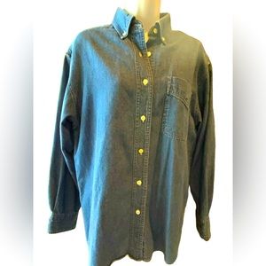 Authentic Forenza Blue Chambray Top Button Down Oversized Cotton Size Medium